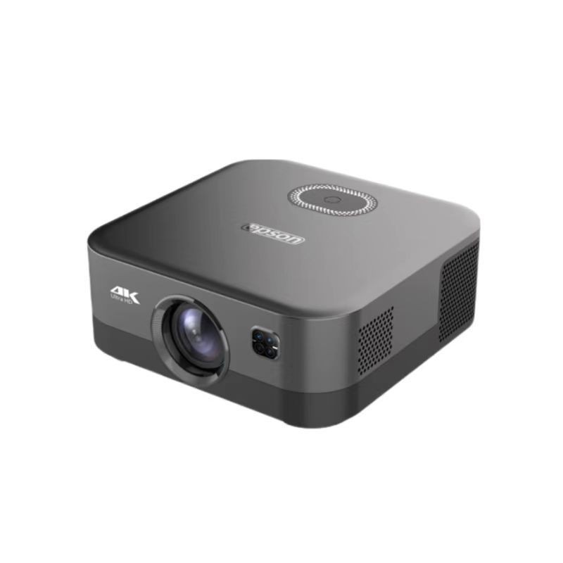 4K Ultra HD projector with a sleek, compact design on a white background.